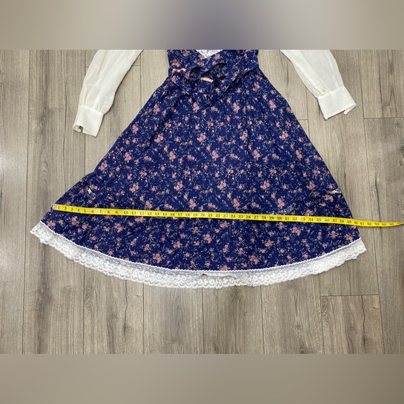 Vintage 1970's Gunne Sax Jessica Prairie Boho Festival Lace‎ Floral Dress Sz 11 - Picture 4 of 12